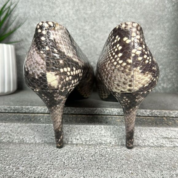 Nine West Snakeskin Peep Toed Stilettos Heels Size 8 - Picture 5 of 10